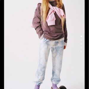 Zara Unisex Tie Dye Jogger Pants Blue/White